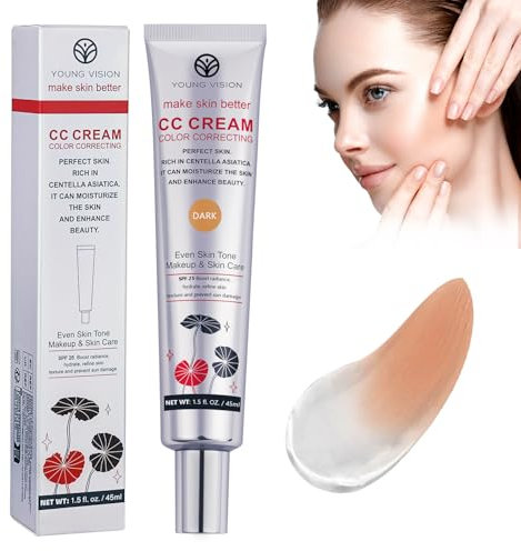 LOPHE CC Creme mit Centella Asiatica, CC Cream Dull Correct Ebenmäßiger Hautton, Foundation Gegen Rötungen und Mattheit für Alle Hauttypen, 45ml, SPF 25, DARK