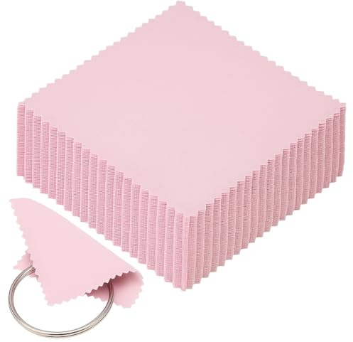 30PCS Jewellery Cleaning Cloth - Silver Polishing Cloth - Reusable Jewelry Cleaner - Soft Cloth for Gold Silver Pearl Watch Platinum - 8x8cm (Pink)