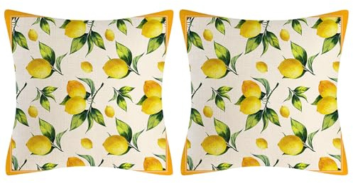 kesurpae Funda de Almohada Decorativa de 2 Piezas con diseño limón Amarillo para sofá Exterior, Ideal para Festivales y Clima, poliéster, B