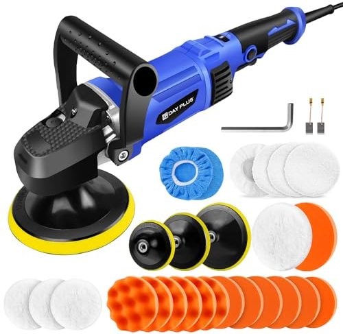 1400W Car Polishers and Buffers with Handle, Car Buffer Polisher Machine Sander Rotary Polishing Machine Dual Action Polisher with 800-3500 RPM, 6 Variable Speed, 125/150/180mm Buffing Polish Pad