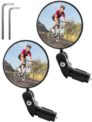 HUVZOR 2 Piezas Espejos de Bicicleta,Espejo Retrovisor Convexo Giratorio de 360°,Soporte Universal para Manillar (17-22 mm) para Bicicleta de Montaña y Carretera