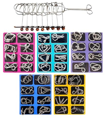 Aufquwk Ensemble De Puzzles en Fil Métallique,Jeu de Test Cérébral et de Réflexion | Puzzles Métalliques pour la Physique et l',pour Adolescents Adultes à la Maison au Bureau à l École en