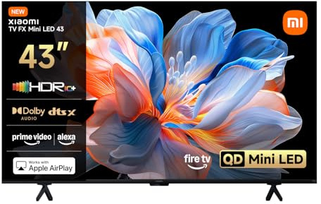 XIAOMI TV FX Mini LED da 43 pollici (101 cm), Smart TV QD-Mini LED, 4K UHD, Fire TV, HDR10+, MEMC, DTS:X, AirPlay 2, HDMI, Modalità Filmmaker, comando vocale con Alexa