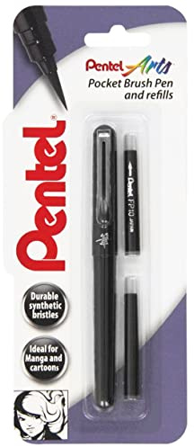 Pentel Pinselstift (inkl. zwei Patronen, Schreibfarbe schwarz)