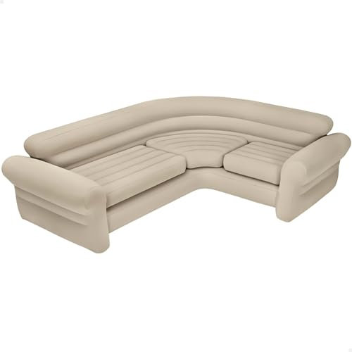 Intex 68575NP – Aufblasbares Ecksofa Beige, Vinyl, Beige, 257 x 203 x 76 cm