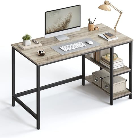VASAGLE Computer Desk, Office Desk, 120 x 60 x 76 cm, Industrial Style, for Study, Bedroom, Living Room, Heather Greige and Ink Black LWD47MB
