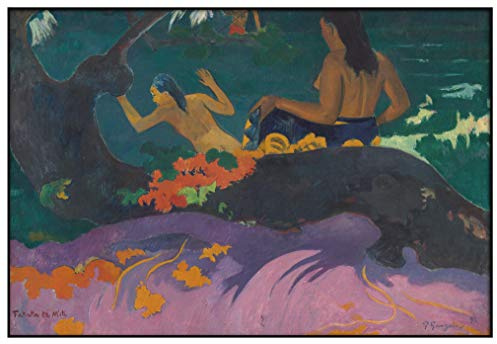 Panorama Cuadro Enmarcado Paul Gauguin Fatata te Miti 70x50 cm - Impreso en Papel Rígido - Incluye Marco - Decoración Salón - Póster Decorativos para Dormitorio y Salón