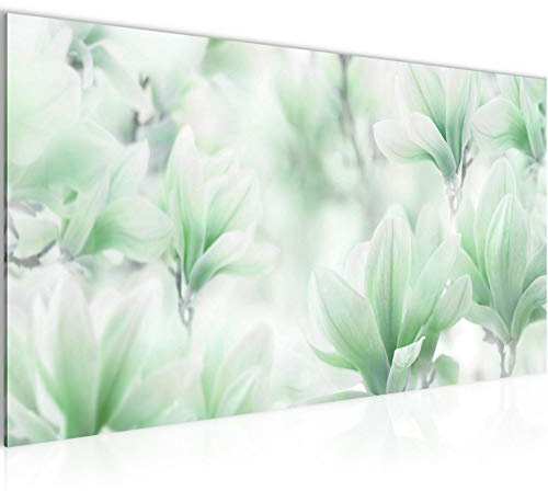Bilder blommor magnolia väggmålning 100 x 40 cm fleece – canvas bild XXL format väggbilder lägenhet deco konsttryck – tillverkad i Tyskland – redo att hängas upp 033312c