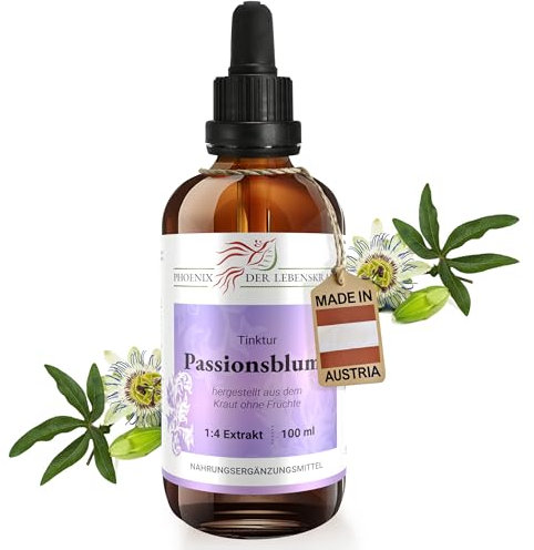 Passionsblume Tinktur 100ml | Passiflora incarnata Tropfen (1:4 Extrakt) | Premium Qualität aus Österreich | Veganes Nahrungsergänzungsmittel | Passion Flower, Maypop, Granadilla, Maracuja