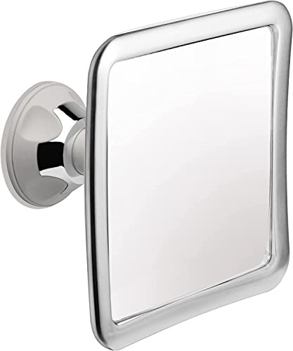 MIRRORVANA Fogless Shower Mirror for Shaving with Upgraded Suction-Cup, 1X Magnifying, 6.3 x 6.3 Inch (Chrome Frame, Grey Suction), MVSF63CHGR1X