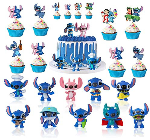 22 Stück Anime Kuchen Deko,12pcs Tortendeko Figuren+Tortendeko Jungen Mädchen 3D Cartoons Kuchen Topper Set für Birthday Party Dekoration Blue cartoon Cake Toppers zum Kinder