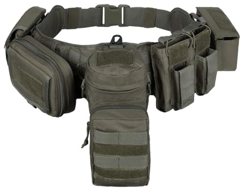 YAKEDA 5 in 1 taktische Duty gepolsterte Gürtel für Law Enforcement Modular Heavy Equipment Police Duty Utility Gürtel mit Taschen (Army Green)