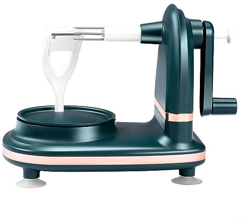 Apfelschäler Birnenschäler Entkerner Kartoffelschneider Obstwürfelschneider mit sicherem Saugnapf Dark green