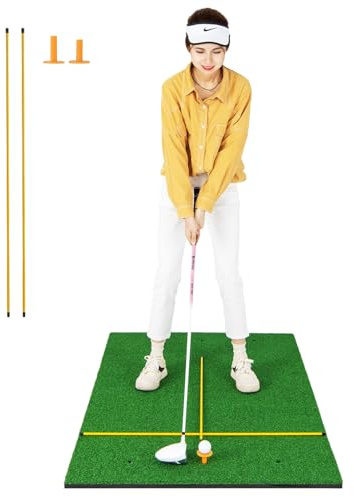 LIFEZEAL Golfträningsmatta med 2 T-shirts, 6 hål och 2 justeringspinnar, vikbar och bärbar EVA golfslagmatta, inomhus och utomhus (152 x 92 x 2,2 cm)