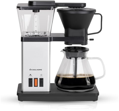 CoolHome Masterbrew Kaffeemaschine - Filterkaffeemaschine - Mit Blooming funktion - Silber (Grau)