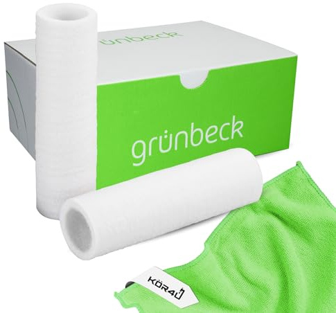 Ersatzfilterkerze Grünbeck GENO 80µm Größe 1 ohne Schutzglocke 2er Pack 103075, inklusive kör4u Mikrofasertuch grün