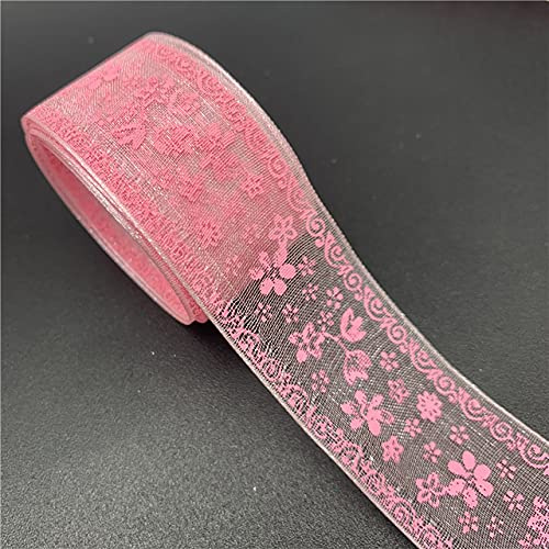 Sömnadsband, band, sömnadsband, satinband, 5 yards 25 mm färgglatt organzaband Tryckta blomband for rosettbröllop Juldekoration Gör-det-själv-sömnadshantverk (Färg: 1) (Size : 6)