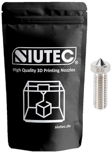 SIUTEC® Premium Volcano Düse Nozzle 0.6 mm – Kupfer-Chrom-Zirkonium 1 Stück für 1,75 mm Filament | Sidewinder X1/X2, Genius/Genius Pro, Vyper, V400/SR, Little Monster