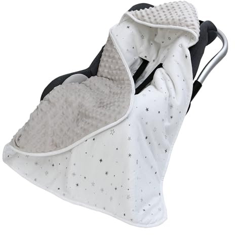 Baby Einschlagdecke für Babyschale 90x90cm Doppelseitig Gesteppte 100% Baumwolle Baby Decke für Kinderwagen Buggy Autositz (Stern)