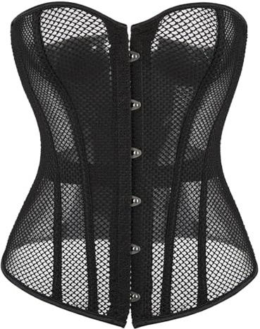GMDNS Bustini E Corsetti Da Donna Costumi Top Bustier Traspiranti Da Donna Di Colore Corsetto In Rete Trasparente Sexy Con Corsetto Traforato M Nero