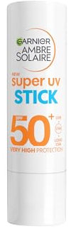 GARNIER Ambre Solaire - Stick Solaire Super UV SPF50+ - Invisible - Protège Des UV Quotidiens - Hydratation 8H - Beurre de Karité & Vitamine E - Vegan & Cruelty Free - Tous Types de Peaux - 9ml