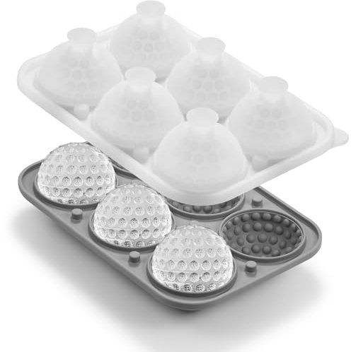 Nax Caki 3D Golf Ice Cube Tray, Large Golf Silicone Fun Shapes Whiskey Ice Mold with Funnel for Cocktails, Bourbon,Brandy, Whiskey Gifts for Men