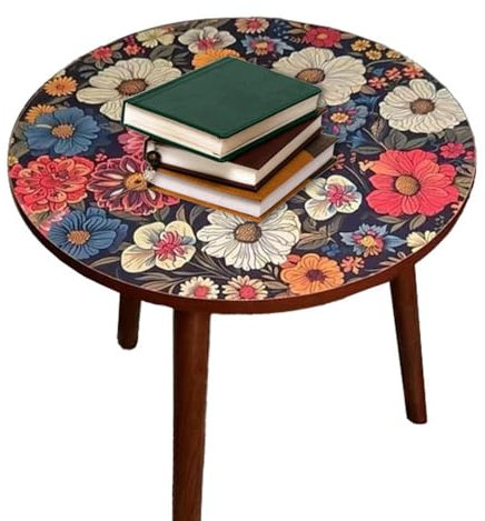 Tavolo laterale rotondo - tavolo occasionale rotondo, pezzo di accento rotondo | Scrivala laterale rotonda decorativa, tavolo da caffè in legno rotondo - tavolo da spuntino da caffè, tavolo da