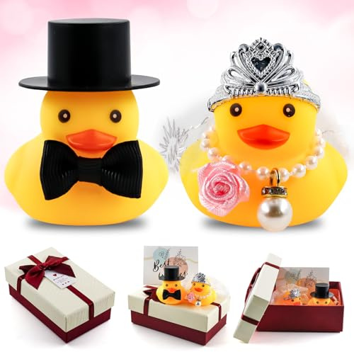 Patos de Goma de Boda, Regalo Boda para Novios Incluye un par de Patos y Tarjetas, para Recuerdos de Fiesta, Regalo de Novia y Novio, Decoraciones de Fiesta