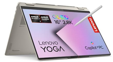 Lenovo Yoga 7 2-in-1 Laptop | Copilot+ PC | 16 2.8K OLED Touch | AMD Ryzen AI 7 350 | 32GB RAM | 1TB SSD | AMD Radeon 860M GPU | Windows 11 | QWERTZ | Seashell | 2 Monate Premium Care