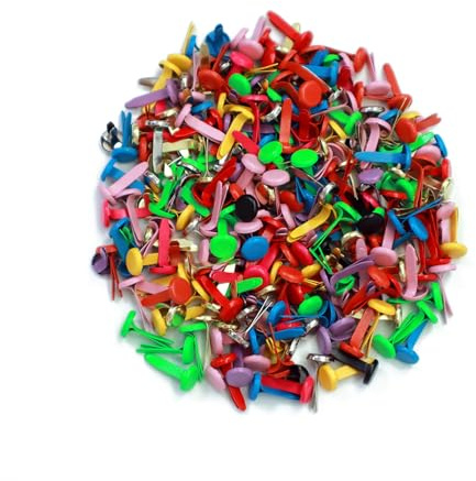 Leucasa 250 Piezas Encuadernadores 8X17mm Mini Brads para Scrapbooking para Manualidades con Papel, Artesanía, Materiales Artísticos y Materiales para Manualidades Escolares (Colores)