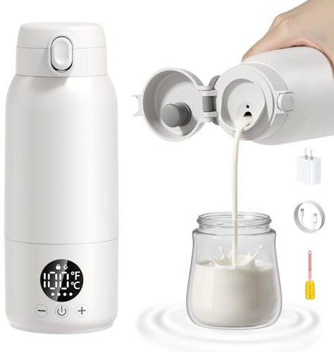 Portable Milk Warmer for Travel,Portable Bottle Warmer, Fast Heating Breast Milk and Formula Warmer with 30W Fast Charger & Long Battery Life, Leak-Proof, Temp Control for Car, Airplane Travel
