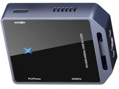 Carcasa SSD de aluminio 2230 con ventilador de refrigeración – USB 3.2 10Gbps 4K 60Hz Salida PD 100W Carga Doble Protocolo Caja de disco sólido