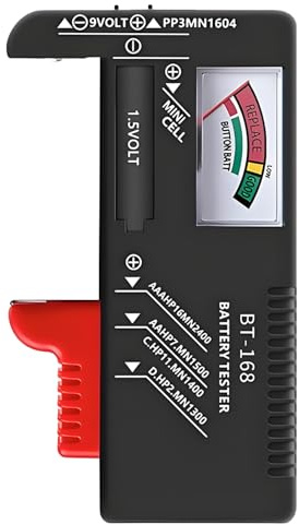 Comprobador de Pilas,Comprobador de batería doméstica, Probador de Batería Doméstico para AA, AAA, C, D, 9V y 1.5V, para Verificar el Estado de Carga de las Baterías de Botón y Más(Puntero)