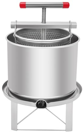 Bee Honey Press Extractor, Manual Beeswax Presser Honeycomb Drum Spinner Large Capacity Beeswax Presser Stainless Steel Household Grape Fruit Juice Wine Making Equipment for Home (Honey Extractor)