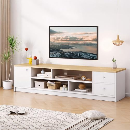 SHARPDO Mueble TV Blanco y Madera, Mueble Bajo de Escandinavo, 160 cm