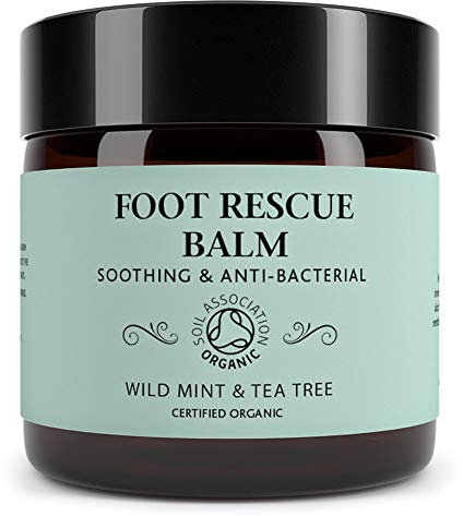 Rescue Foot Balm for Cracked Heels, Dry Skin, Anti-fungal Vegan Organic Repair Cream for Athletes Foot Treatment, Diabetics, Mint & Tea Tree