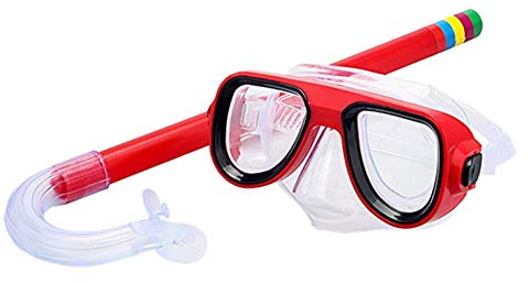 HOMU Snorkel Mask Set Snorkeling Gear Kids Snorkel Scuba Diving Goggles Mask Anti Fog Anti-Leak Impact Resistance Diving Swimming Snorkeling Packages Equipment Snorkel Kit Child Boys Girls,Red