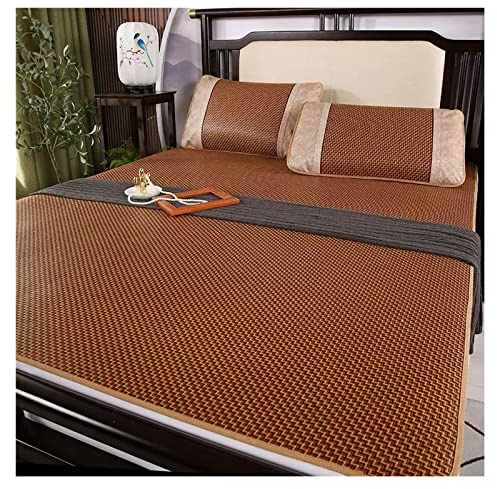 Materasso Raffreddamento Dormire Estivo per Letto in Rattan,Pieghevole Stuoia di Bambù per Letto, Pastiglie Fredde Coprimaterasso Singoli Matrimoniali,Uso Su Entrambi I Lati,per Casa,con Federa ( Colo