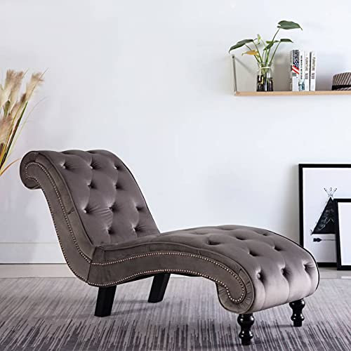 Homgoday Chaiselongue - Sedia relax per soggiorno, camera da letto, ufficio, grigio velluto