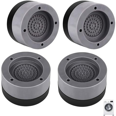 4 Stück Schwingungsdämpfer, Rutschfeste Vibrationsdämpfer, Universal Antivibrationsmatte Waschmaschinenunterlage für Trockner, Kühlschrank, Tische, Grau