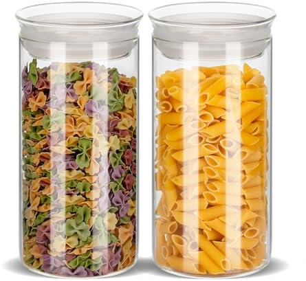 ZENS 1500ml Vorratsdosen Glas mit Deckel 2er Set, Groß Vorratsgläser mit Glasdeckel Luftdicht, Borosilikatglas Vorratsglas Glasbehälter mit Deckel Küche Glas Aufbewahrung für Pasta, Müsli