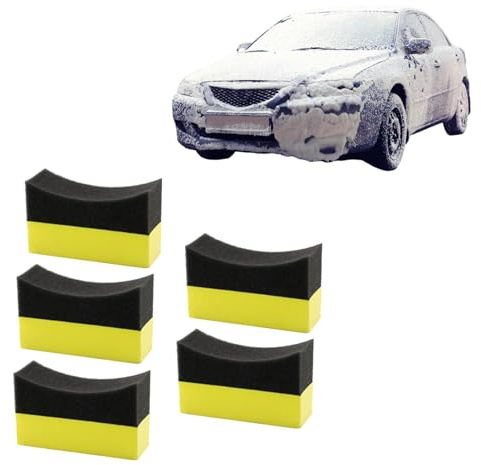 Esponja de Espuma para Coche, 5 Almohadillas de Pulido de neumáticos, Duradera, Reutilizable, Esponja aplicadora de para Coche, Almohadilla de Pulido para Limpieza de Vendaje, Rueda de reparación