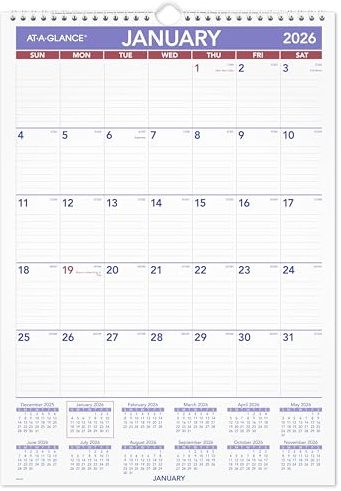AT-A-GLANCE 2026 Wall Calendar, 12 x 17, Medium Tall (PM22826)