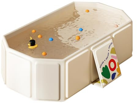 Bañera plegable para niños, portátil y grande para bebés, lavabo de ducha bañero beige, 0-8 años
