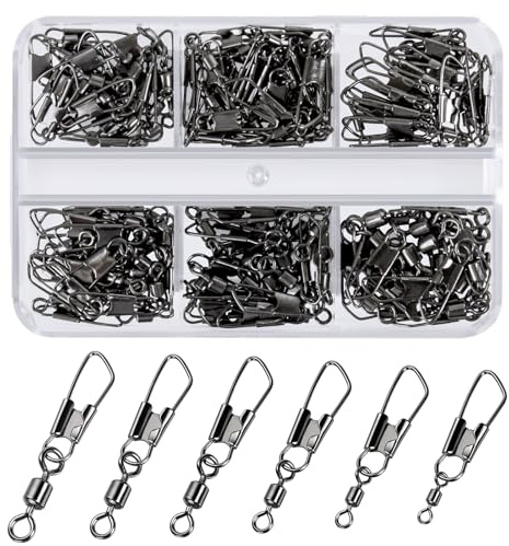 VEPEPE 120 Pack Multi-Size Stainless Steel Fishing Swivel Snap Links Kit