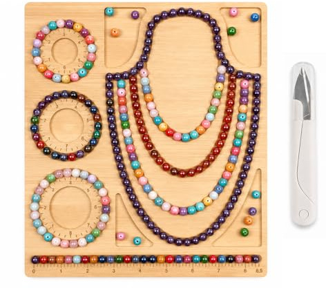 Kdkoeo Bead Board, Wooden Bead Tray with Measurement | for Jewelry Making, Beads Design Tray for Jewelry Bracelets Necklaces Making