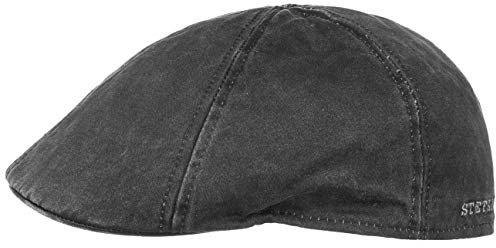 Stetson Flatcap Level Herren Schirmmütze Baumwolle UV-Schutz 40+ Vintage-Look Schiebermütze Sommer Winter schwarz M (56-57 cm)