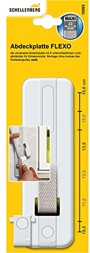 Schellenberg 10203 Rolladengurt Abdeckung Lochabstand 10,5 bis 16 cm, einfache Montage ohne Ausbau des Gurtband, Abdeckplatte FLEXO Maxi, für Gurtwickler und Einlasswickler, weiß