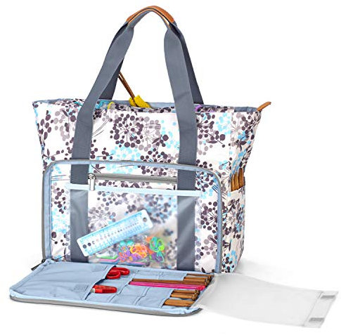 Teamoy Stricktasche Aufbewahrung, Aufbewahrungstasche für Wolle, Stricknadeln, Häkelnadeln, Strickprojekte, und Zubehör, (Kein Zubehör im Lieferumfang enthalten) (Löwenzahn)