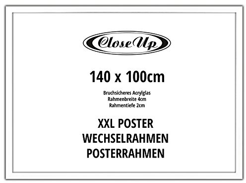 Close Up - Cornice XXL per poster da 140 x 100 cm, con vetro sintetico PVC infrangibile, retro resistente, listello in MDF largo 4 cm e profondo 2 cm